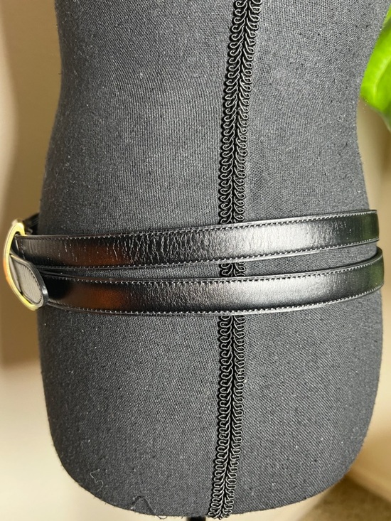 Ralph Lauren RL 67 Women’s Black Leather Belt Gold Tone Stirrup Buckle Large main image 9